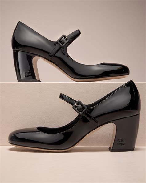 Miu Miu Patent Mary Jane Buckle Pumps .